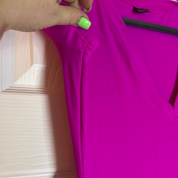 SHEIN Pink V-Neck Short Sleeve Sheath Midi Dress - Picture 5 of 7